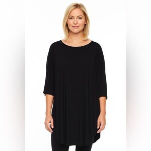 EILEEN FISHER 100% Silk Tunic Top Black Size Small